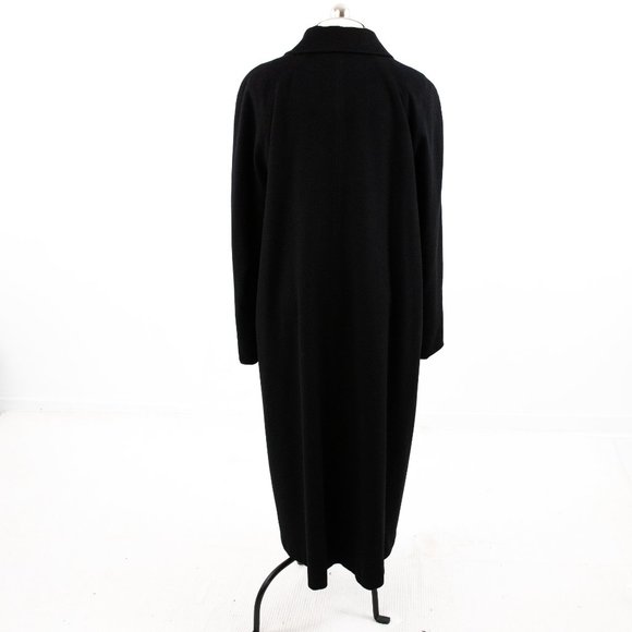 Vintage 80s 90s 12 Cashmere Wool Long Overcoat Black - Picture 4 of 11